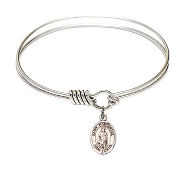 St. Nathanael Round Eye Hook Bangle Bracelet - Sterling Silver Charm - 6.25 Inch (9398SS)
