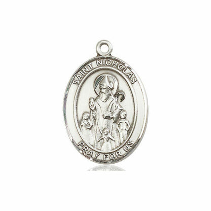 St Nicholas Medal - Sterling Silver Oval Pendant 3 Sizes