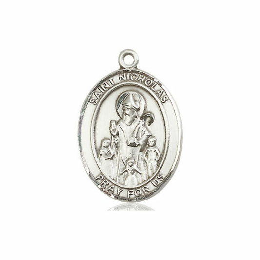 St Nicholas Medal - Sterling Silver Oval Pendant 3 Sizes
