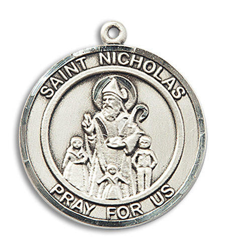 St Nicholas Medal - Sterling Silver Round Pendant 2 Sizes