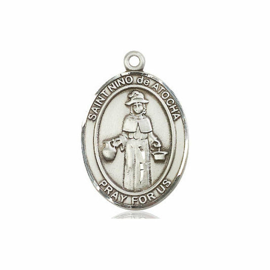 St Nino De Atocha Medal - Sterling Silver Oval Pendant 3 Sizes