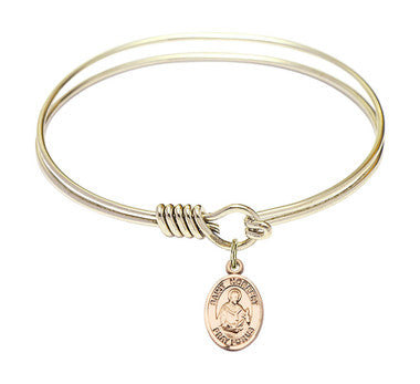 St. Norbert of Xanten Round Eye Hook Bangle Bracelet - Gold-Filled Charm - 6.25 Inch (9447GF)