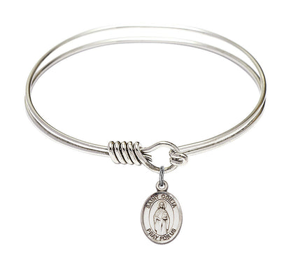 St Odilia Round Eye Hook Bangle Bracelet - Sterling Silver Charm - 6.25 Inch 9319SS