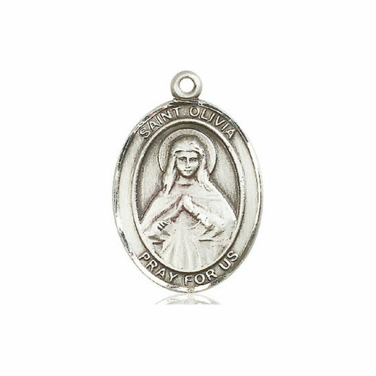 St Olivia Medal - Sterling Silver Oval Pendant 3 Sizes