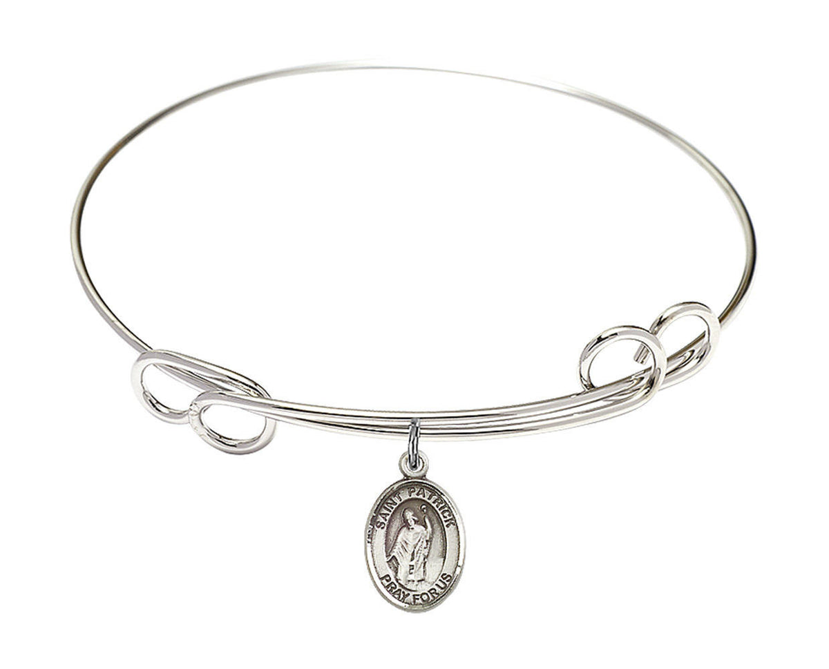 St Patrick Double Loop Bangle Bracelet - Sterling Silver Charm 9084SS