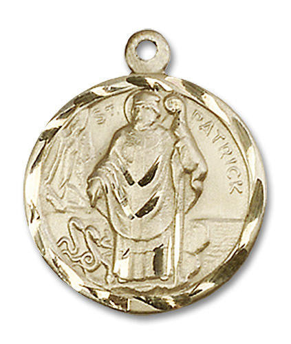 St Patrick Medal - 14kt Gold 7/8 x 3/4 Round Pendant 5426