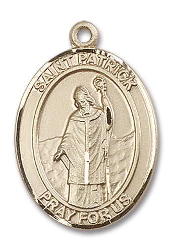 St Patrick Medal - 14kt Gold Oval Pendant 3 Sizes