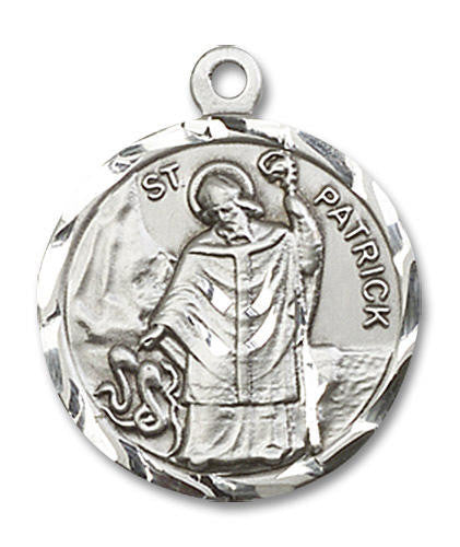 St Patrick Medal - Sterling Silver 7/8 x 3/4 Round Pendant 5426SS