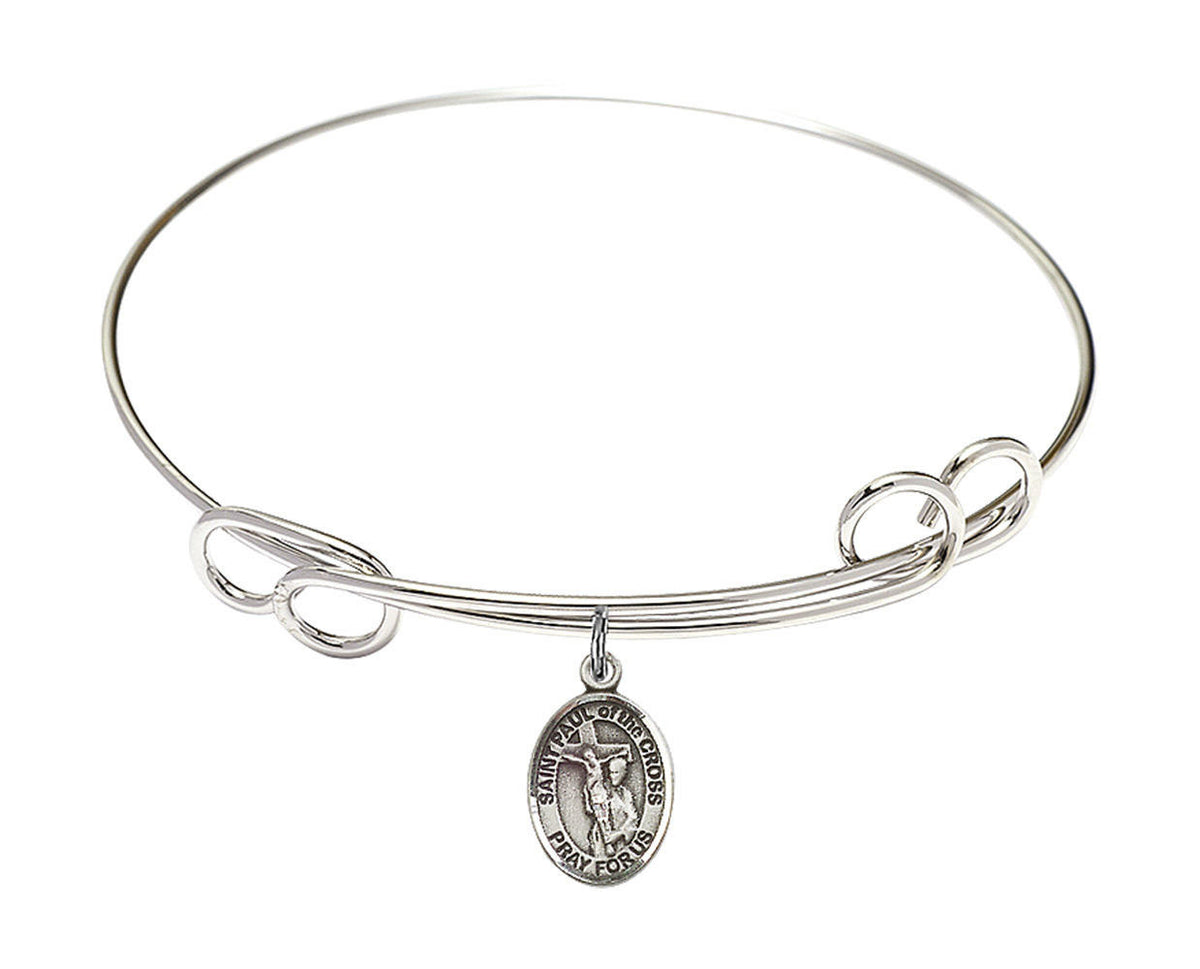 St Paul of The Cross Double Loop Bangle Bracelet - Sterling Silver Charm 9318SS