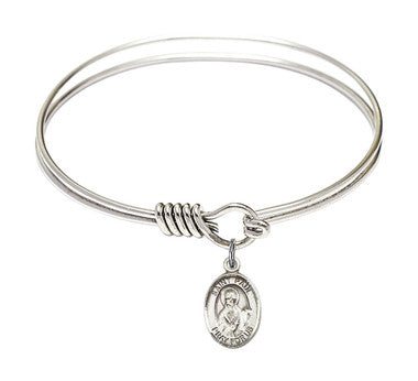 St. Paul The Apostle Round Eye Hook Bangle Bracelet - Sterling Silver Charm - 6.25 Inch (9086SS)