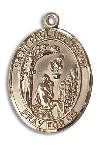 St Paul The Hermit Medal - 14kt Gold Oval Pendant 3 Sizes