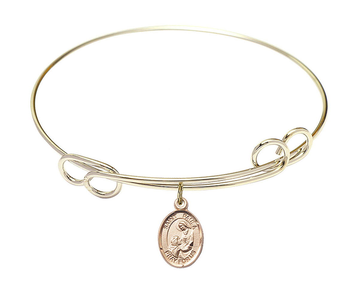 St Paula Double Loop Bangle Bracelet - Gold-Filled Charm 9359GF