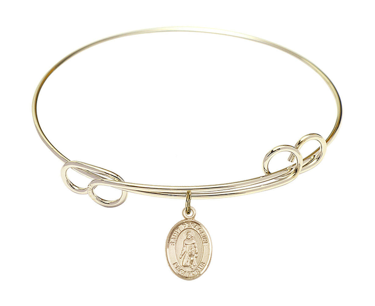 St Peregrine Laziosi Double Loop Bangle Bracelet - Gold-Filled Charm 9088GF