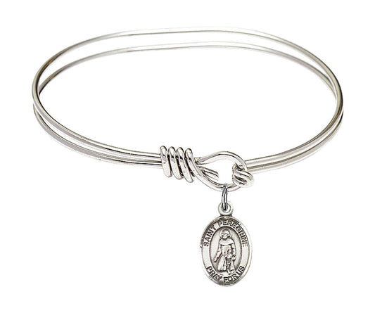 St Peregrine Laziosi Eye Hook Bangle Bracelet - Sterling Silver Charm 9088SS