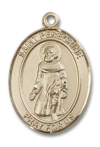 St Peregrine Medal - 14kt Gold Oval Pendant 3 Sizes