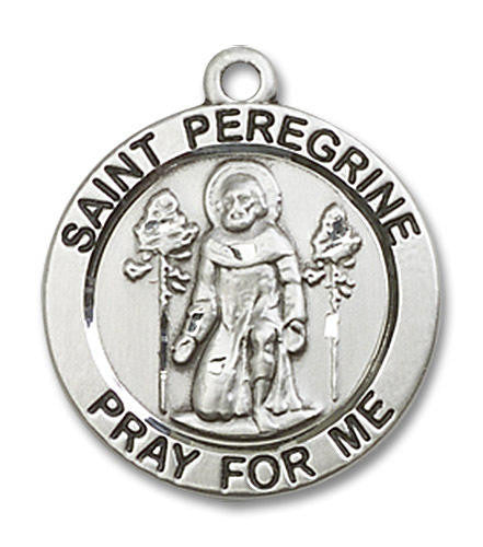 St Peregrine Medal - Sterling Silver 3/4 x 3/4 Round Pendant 4060SS