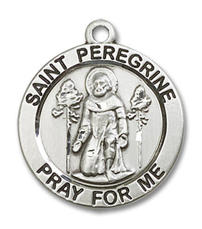 St Peregrine Medal - Sterling Silver 3/4 x 3/4 Round Pendant 4060SS