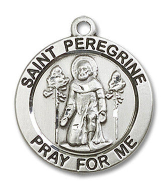 St. Peregrine Medal - Sterling Silver 3/4" x 3/4" Round Pendant (4060SS)