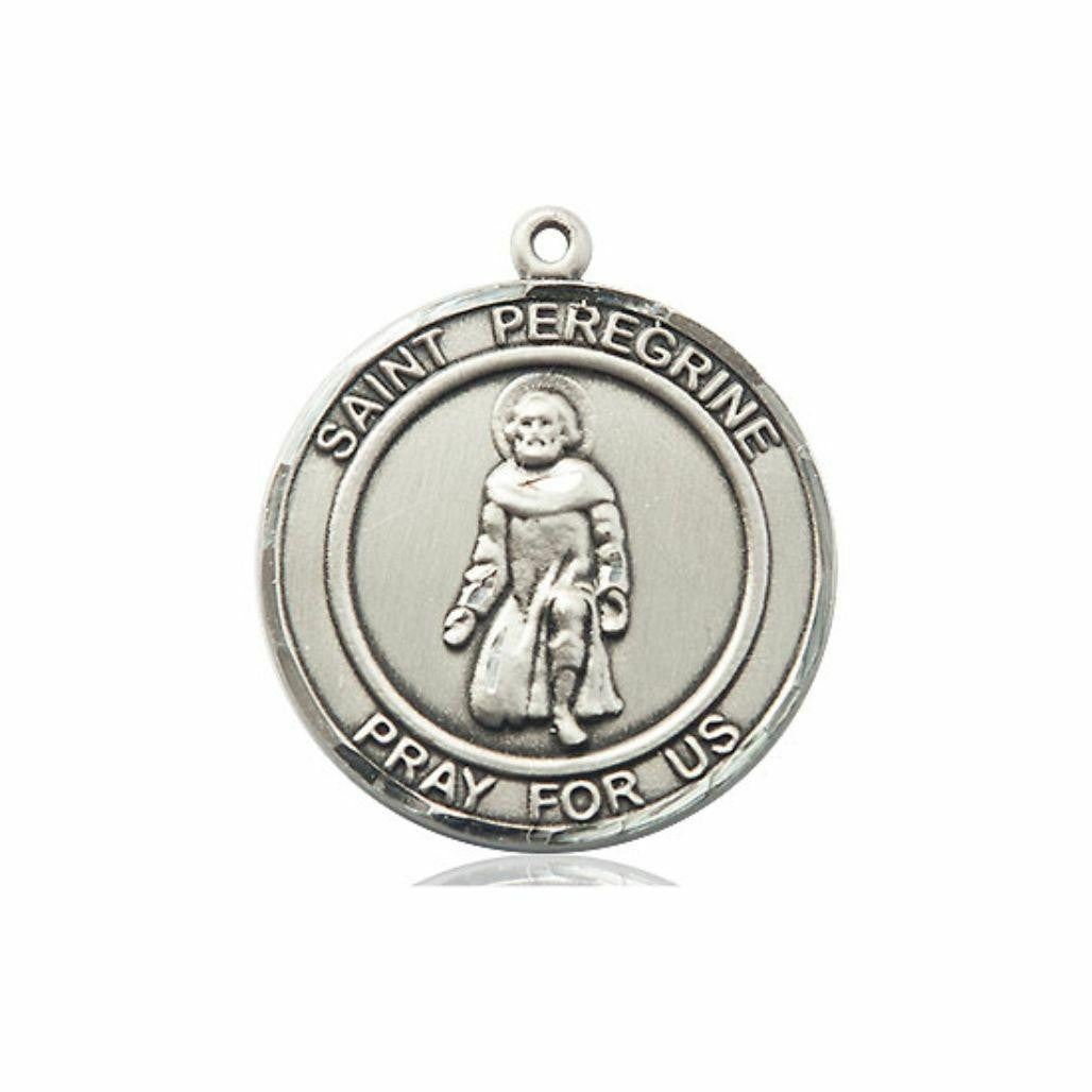 St Peregrine Medal - Sterling Silver Round Pendant 2 Sizes