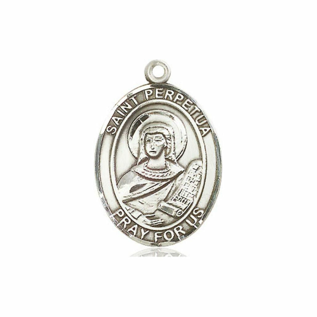 St Perpetua Medal - Sterling Silver Oval Pendant 3 Sizes