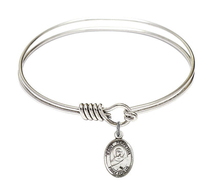 St Perpetua Round Eye Hook Bangle Bracelet - Sterling Silver Charm - 6.25 Inch 9272SS