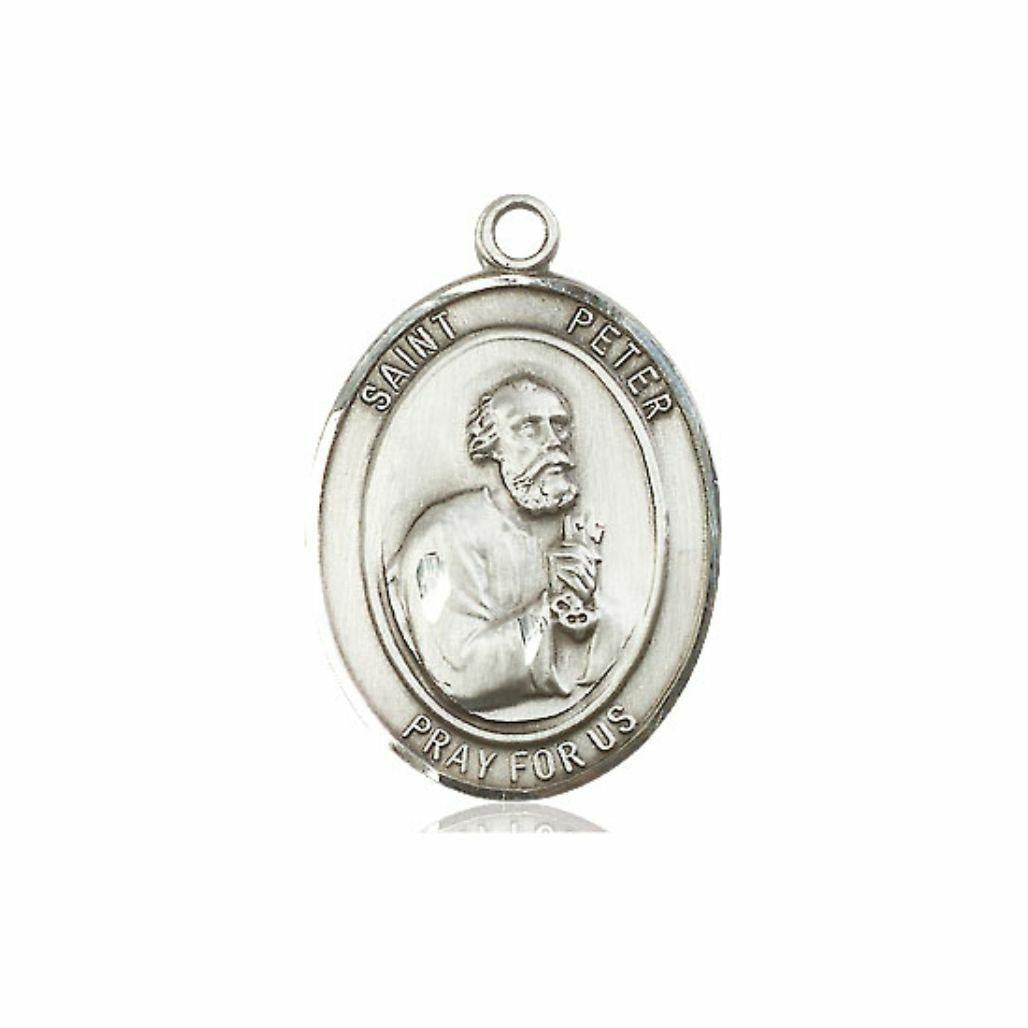 St Peter Medal - Sterling Silver Oval Pendant 3 Sizes