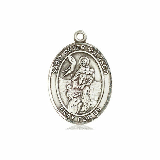 St Peter Nolasco Medal - Sterling Silver Oval Pendant 3 Sizes