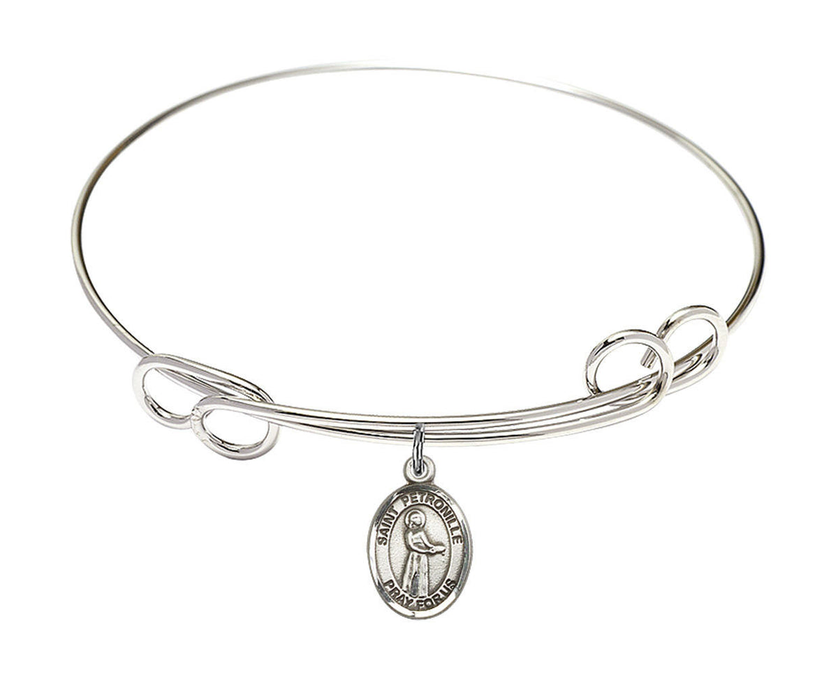 St Petronille Double Loop Bangle Bracelet - Sterling Silver Charm 9209SS