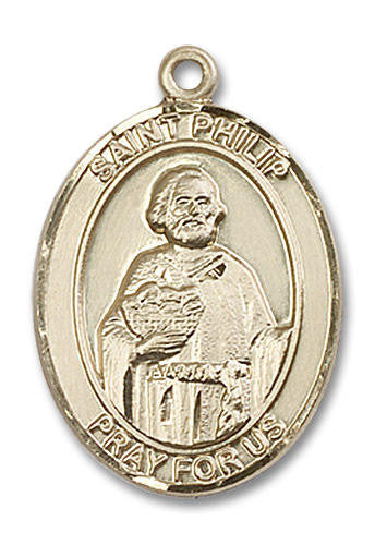 St Philip Medal - 14kt Gold Oval Pendant 3 Sizes