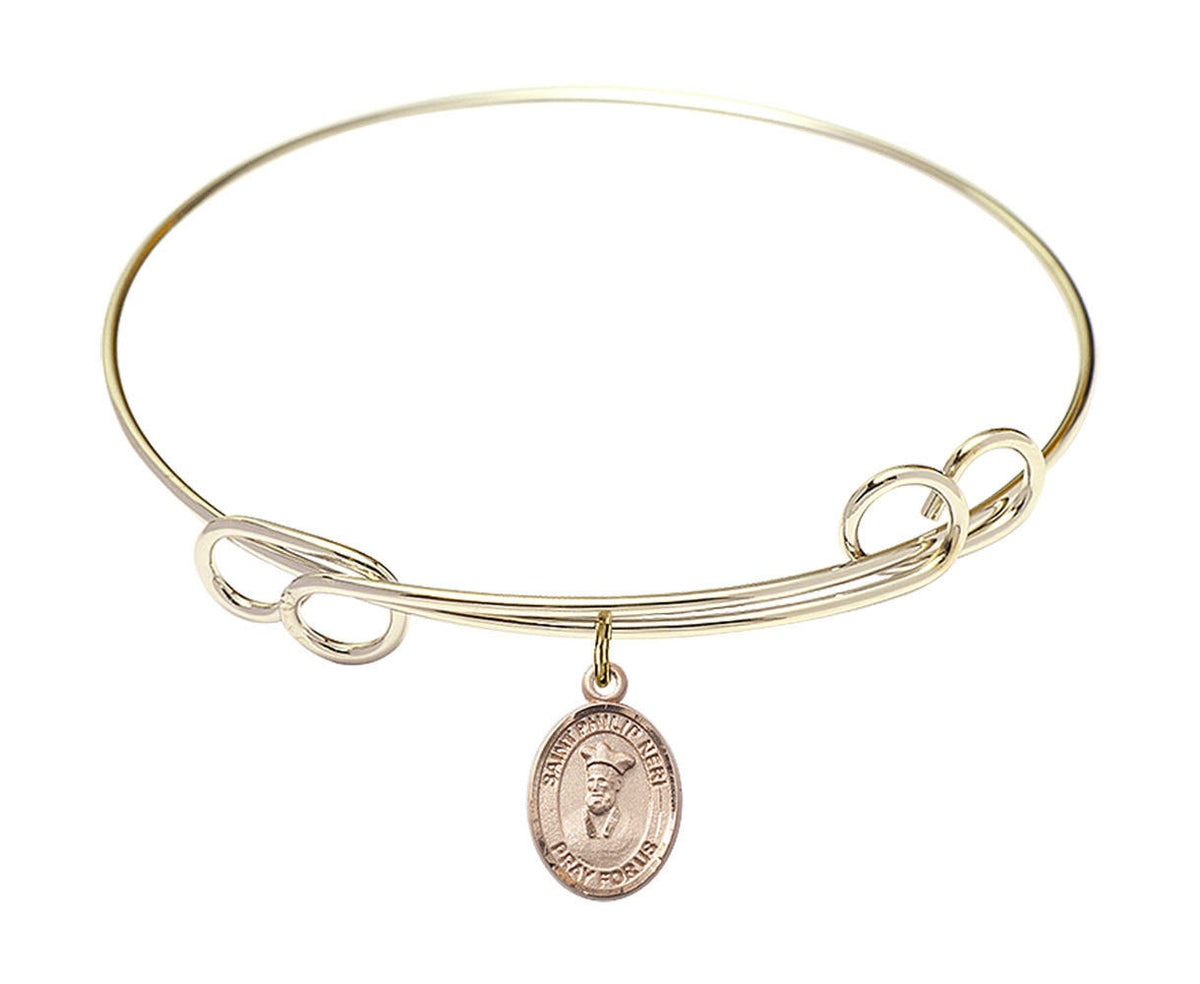 St Philip Neri Double Loop Bangle Bracelet - Gold-Filled Charm 9369GF