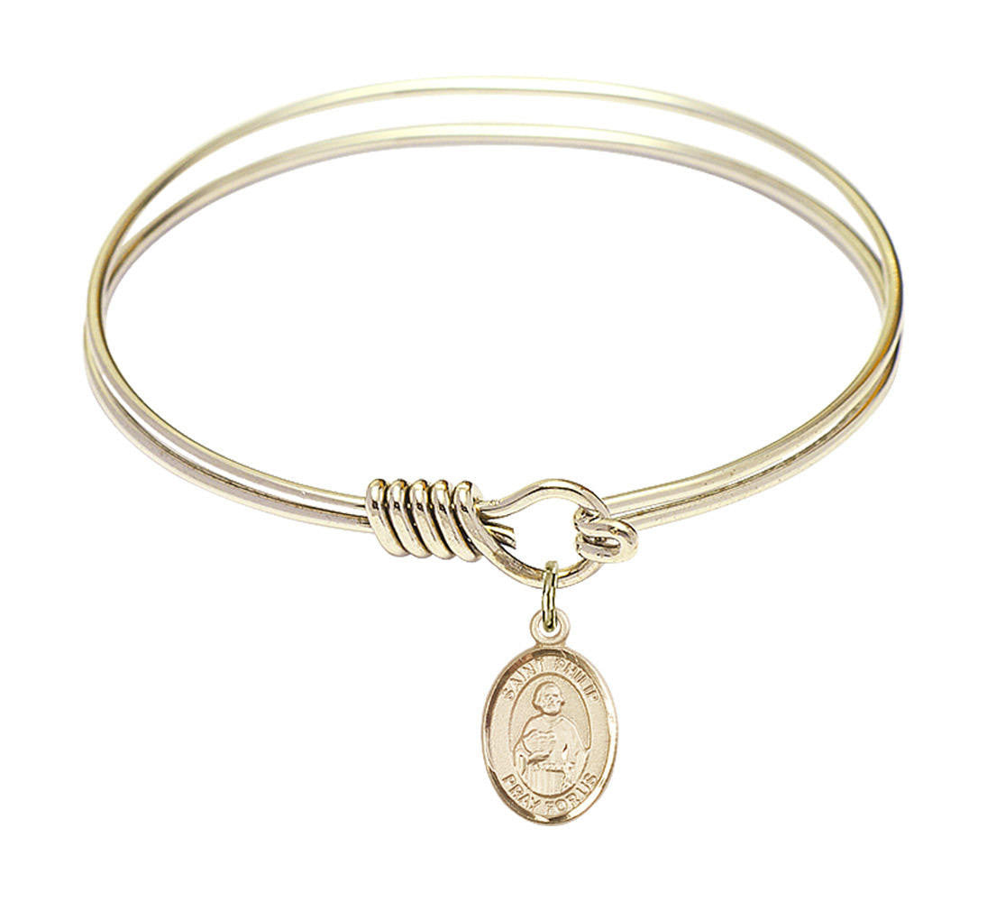 St Philip The Apostle Round Eye Hook Bangle Bracelet - Gold-Filled Charm - 6.25 Inch 9083GF