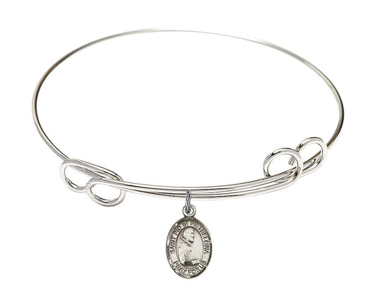 St Pio of Pietrelcina Double Loop Bangle Bracelet - Sterling Silver Charm 9125SS