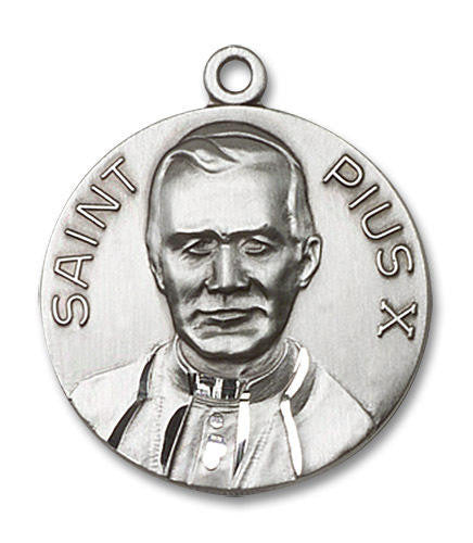 St Pius X Medal - Sterling Silver Round Pendant 2 Sizes