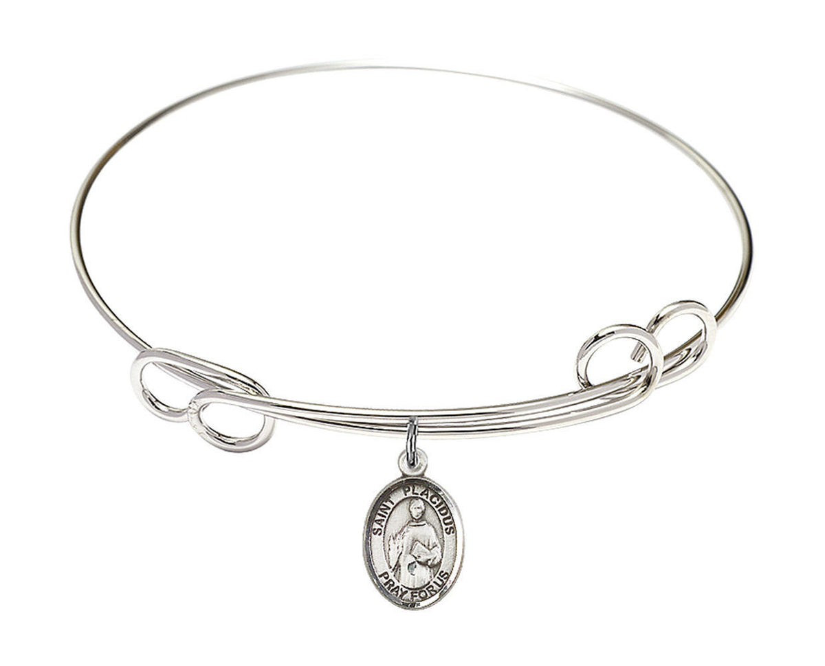 St Placidus Double Loop Bangle Bracelet - Sterling Silver Charm 9240SS