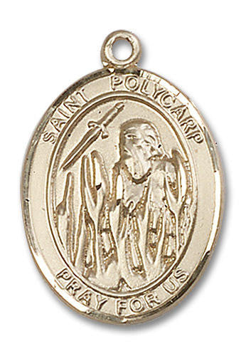 St Polycarp Medal - 14kt Gold Oval Pendant 3 Sizes