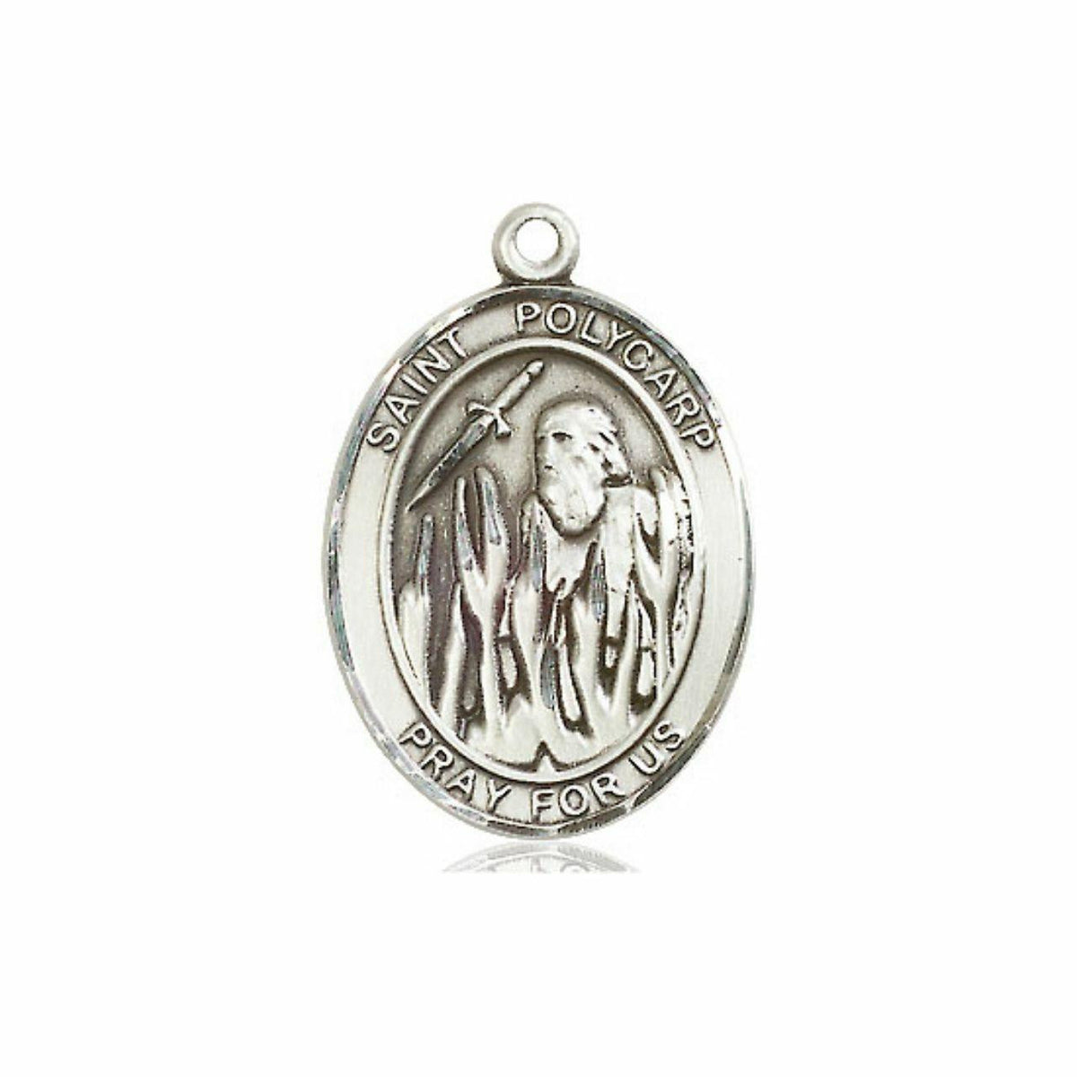 St Polycarp Medal - Sterling Silver Oval Pendant 3 Sizes