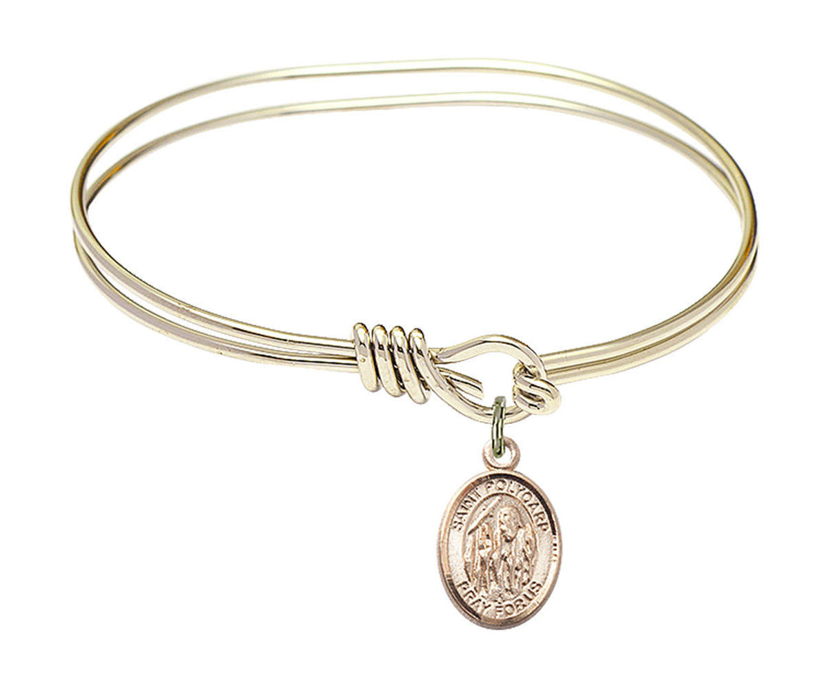 St Polycarp of Smyrna Eye Hook Bangle Bracelet - Gold-Filled Charm 9363GF