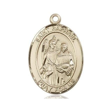 St Raphael Medal - 14kt Gold Oval Pendant 3 Sizes
