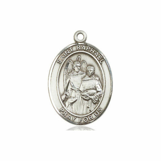 St Raphael Medal - Sterling Silver Oval Pendant 3 Sizes
