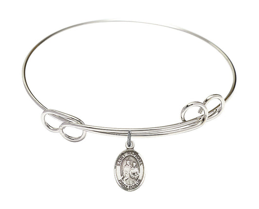 St Raphael The Archangel Double Loop Bangle Bracelet - Sterling Silver Charm 9092SS