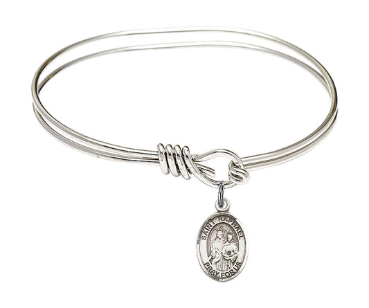 St Raphael The Archangel Eye Hook Bangle Bracelet - Sterling Silver Charm 9092SS