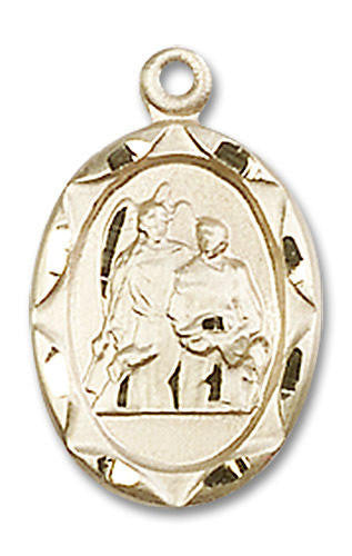 St Raphael The Archangel Medal - 14kt Gold 3/4 x 3/8 Oval Pendant 0612RA