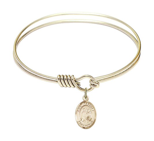 St Raphael The Archangel Round Eye Hook Bangle Bracelet - Gold-Filled Charm - 6.25 Inch 9092GF