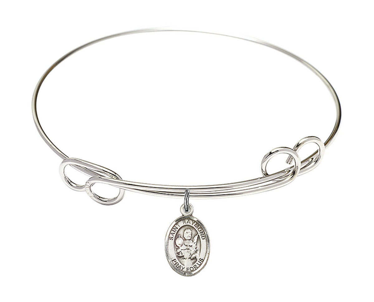 St Raymond Nonnatus Double Loop Bangle Bracelet - Sterling Silver Charm 9091SS