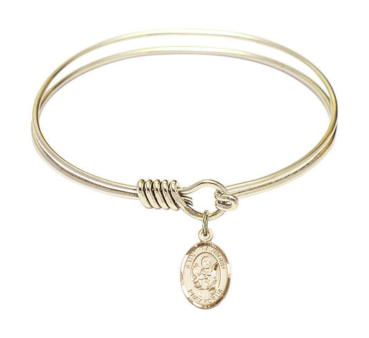 St Raymond Nonnatus Round Eye Hook Bangle Bracelet - Gold-Filled Charm - 6.25 Inch 9091GF