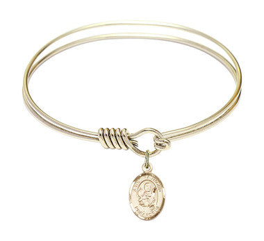 St. Raymond Nonnatus Round Eye Hook Bangle Bracelet - Gold-Filled Charm - 6.25 Inch (9091GF)