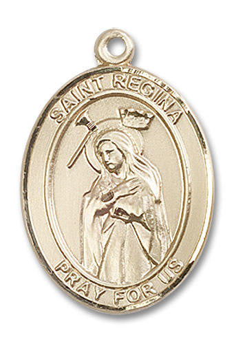 St Regina Medal - 14kt Gold Oval Pendant 3 Sizes