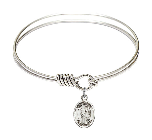 St Regis Round Eye Hook Bangle Bracelet - Sterling Silver Charm - 6.25 Inch 9380SS
