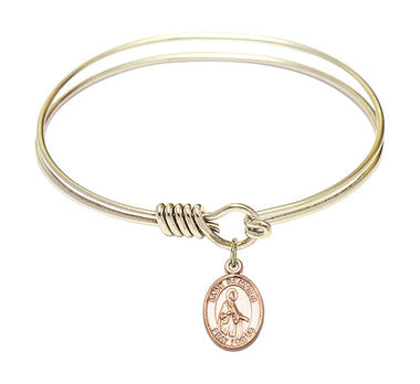 St. Remigius of Reims Round Eye Hook Bangle Bracelet - Gold-Filled Charm - 6.25 Inch (9274GF)