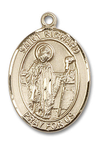 St Richard Medal - 14kt Gold Oval Pendant 3 Sizes